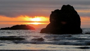 Sunset on the Pacific along Highway 101 in Crescent City, California.