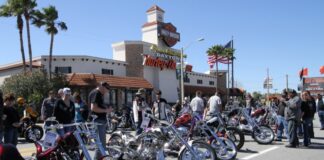 Bruce Rossmeyer's Harley-Davidson on North Beach Street during Daytona Bike Week 2013