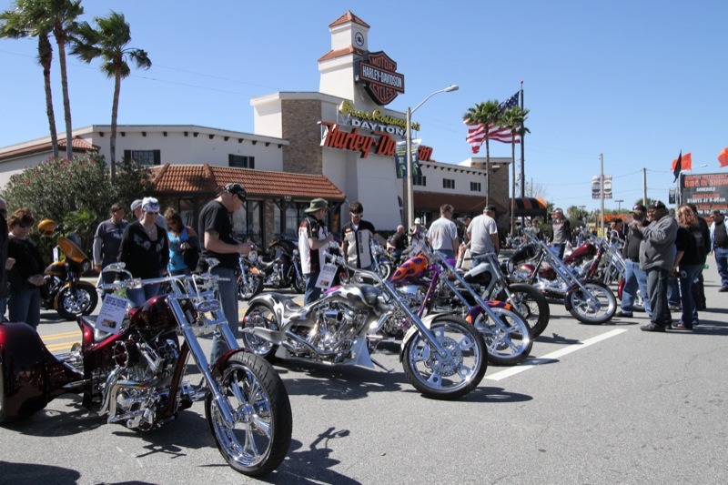 Bruce Rossmeyer's Harley-Davidson on North Beach Street during Daytona Bike Week 2013