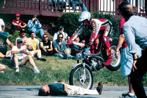 Not a guy in the crowd could walk upright after Tommi Ahvala’s stunt show.