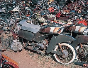 A pair of 1964 DKW Hummels are just two of a myriad of motorcycles at All-Bikes.