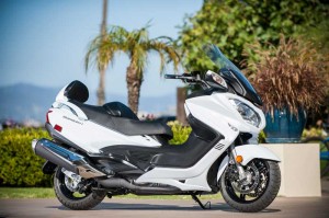 For 2013, the Suzuki Burgman 650 ABS is available only in Pearl Bracing White.