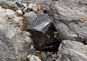 One of the chunks of pure obsidian in the Big Obsidian Flow.
