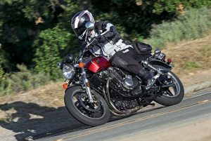 Even with 18-inch wheels, the CB1100 handles briskly on its narrower tires.