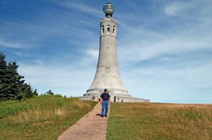 The author on the summit of Mount Greylock, Massachusetts, in front of the 92-foot granite tower that commemorates the soldiers who were casualties in U.S. wars.