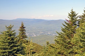The view from Mount Greylock looking toward the mountains surrounding Williamstown, Massachusetts.