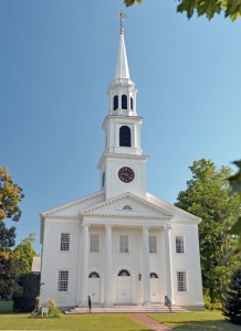 New Congregational Church in Williamstown, Massachusetts, has a brick Neo-Romanesque style and was built in 1869.