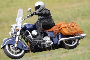 A step up from the Classic, the 2014 Indian Chief Vintage adds a windshield, soft saddlebags and some unique styling.