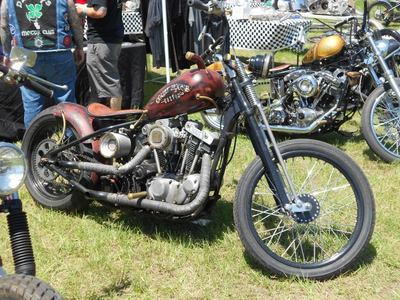 A custom Ironhead Sportster on display from Court House Customs out of Ohio