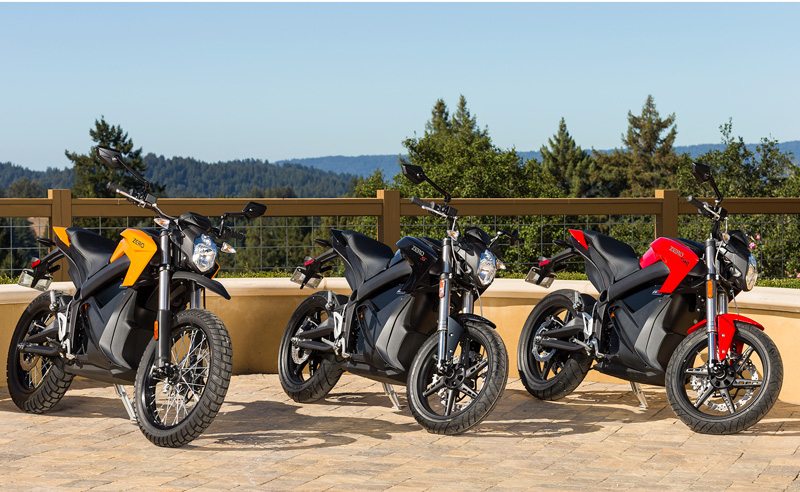 2014 Zero Motorcycles: (left to right) Zero DS, Zero S, Zero SR