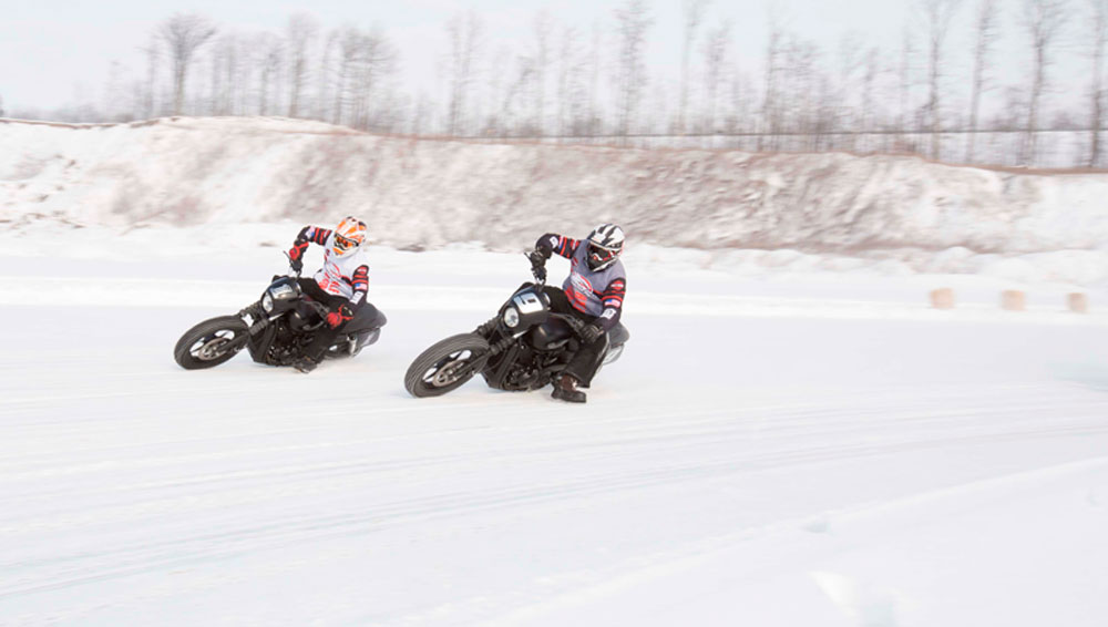 Harley-Davidson Street 750 on the ice in Aspen at the X Games