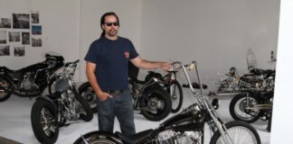 Brooklyn Invitational: Caleb Owens of Cro Customs with his ’49 "Frankenstein" Panhead