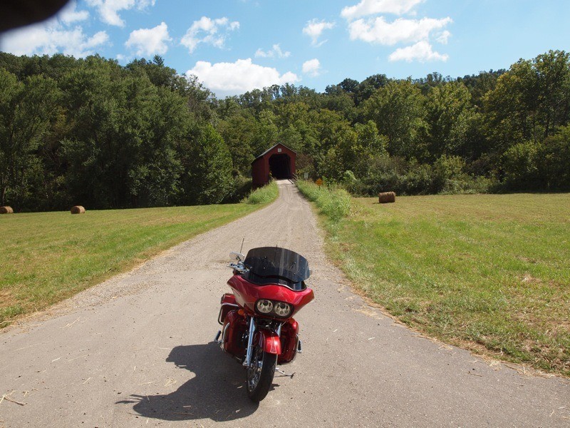 The historic Hune Covered Bridge sits just off Highway 26 south of Marietta, Ohio