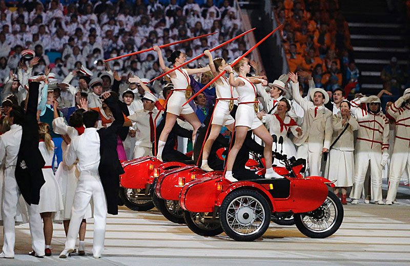 Ural Motorcycles were featured in the opening ceremony of the Sochi 2014 Winter Olympics.