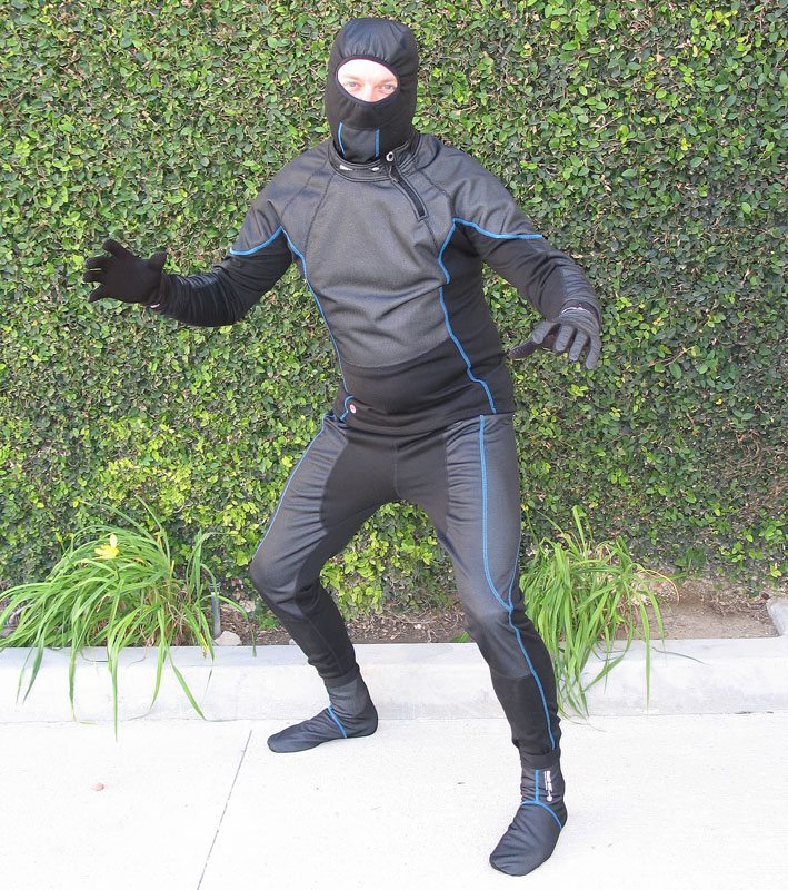 Ninja-ready Cycle Gear Freeze-Out base layers: balaclava, long sleeve top, long johns, and glove/boot liners.