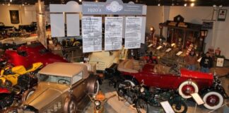 Nestled among the classic Packard autos were 30 motorcycles and 10 bicycles in the Motorcycles '3 for 10' exhibit