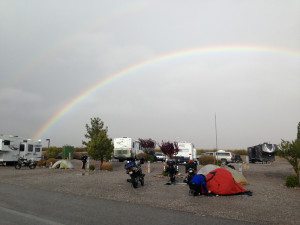 A break in the rain on Friday served up a stunning rainbow while we pitched our tents.