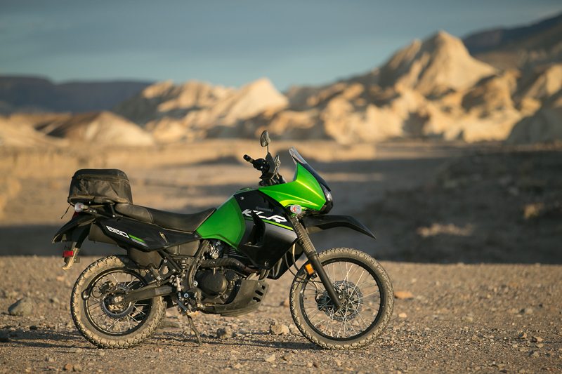 2014 Kawasaki KLR650 New Edition in Candy Lime Green/Ebony, with accessory top case.