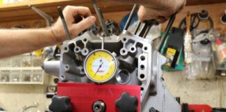The Feuling Crankshaft Runout Tool is used to make sure the crank runout is within spec