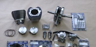 S&S parts chosen for the project included the flywheel assembly, cylinders, pistons, piston rings, pushrods and covers, tappets, cams, valve springs, carburetor with manifold, air cleaner and air cleaner covers