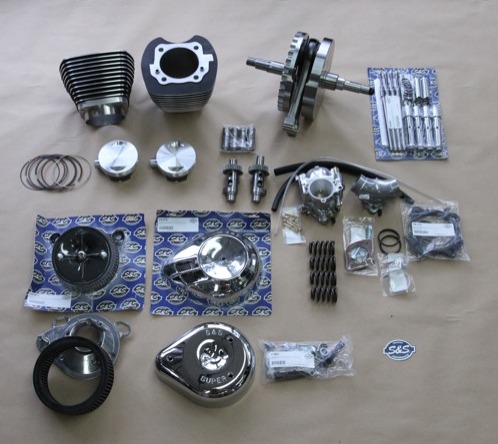 S&S parts chosen for the project included the flywheel assembly, cylinders, pistons, piston rings, pushrods and covers, tappets, cams, valve springs, carburetor with manifold, air cleaner and air cleaner covers