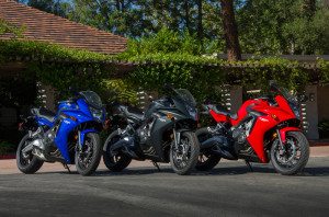 The 2014 Honda CBR650F is available in Candy Blue, Matte Black Metallic and Red (ABS available on black bike only).