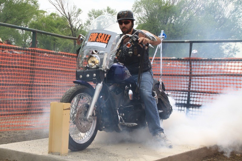 Harry Hartzog of Winnemucca shreds some rubber (and wires) taking the win in the burnout contest