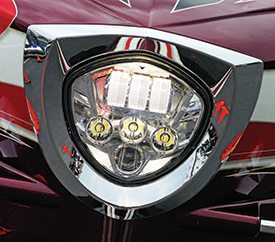 Within the big chrome bezel is an all-new, very bright LED headlight.