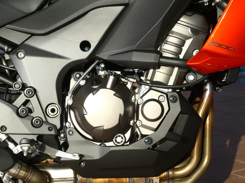 The Versys 1000's engine is a 1,043cc in-line four adapted from the Ninja 1000.