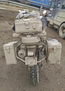 This is what a BMW F 700 GS looks like after a rainy day on the Dalton Highway. 