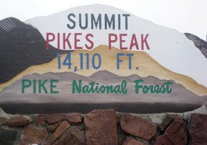 Welcome to Pike’s Peak, late June. Five minutes after this photo was taken, clouds descended, hail pelted, visibility dropped to five feet and the temperature plummeted below zero. Time to go down, back to the sunshine below. 