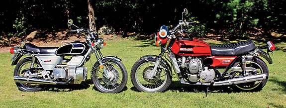 1976 Hercules W2000 (left) and 1975 Suzuki RE5 (right).