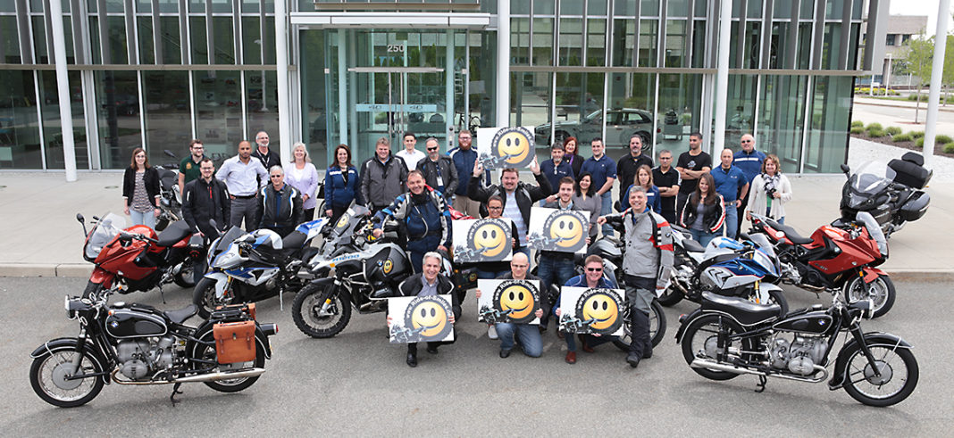 In a show of support for Dr. Hans-Henning Buetzow’s 50,000-mile Ride of Smiles charity motorcycle journey, employees of BMW of North America, L.L.C. brought their motorcycles and their smiles to work on Friday.