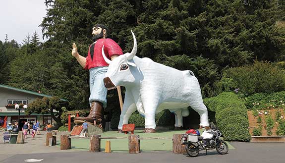 Apparently Paul Bunyan and Babe, his blue ox, migrated to northern California at some point; these statues are at Trees of Mystery near Klamath.  
