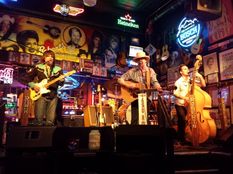 Porter McClister (left) with the Don Kelley Band knocked our socks off with his guitar playing at Robert’s Western World in Nashville