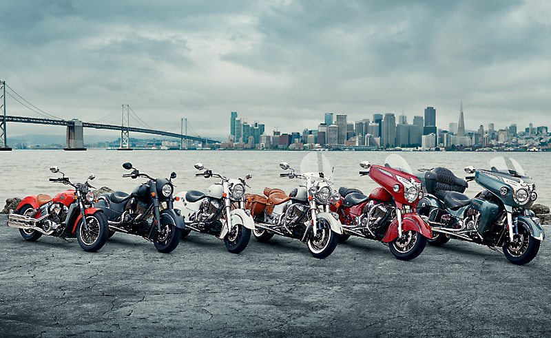 The 2016 Indian Motorcycle lineup.