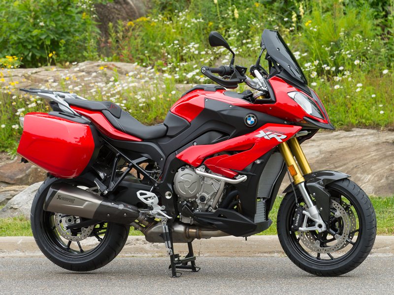 This S 1000 XR is equipped with optional saddlebags and a long list of accessories.
