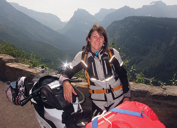On the west side of Glacier National Park, a bike pulled up next to me. On it was Jaime Bryn, a charming young woman. She’d been to Sturgis and was now on her way to Alaska—on her small Kawasaki Ninja 300. On top of her stacked-up load was a plastic gas can for when gas stations were far and few between. She might need it on the Alcan Highway, she said.