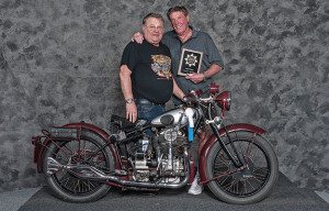 Long-Distance award winner Dan Smith brought his ultra-rare 1933 Matchless Silver Hawk V-four from Vancouver, British Columbia.