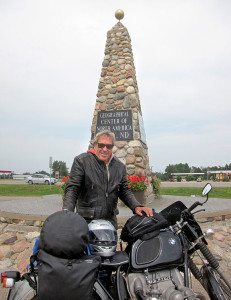 In Rugby, North Dakota, at the Center of North America, I met Californian Richard Rudis, who was riding a well-worn  ’73 BMW R75/5. He was on his way to see his son in Connecticut.