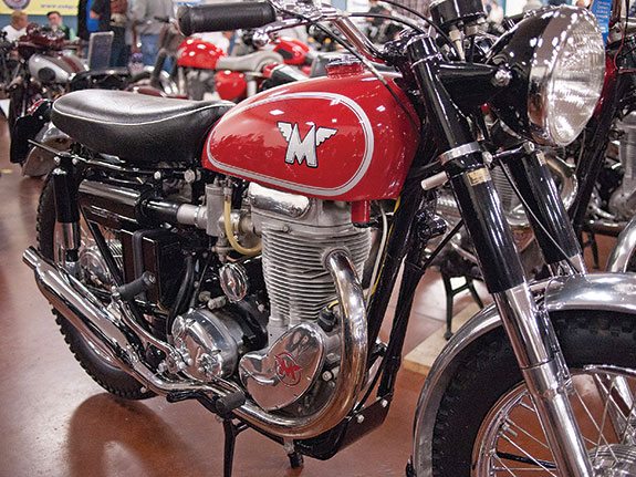 A Matchless G80 sporting single, representing the height of its post-war glory days. Here the magneto is forward-mounted, in what was often typical AJS style.