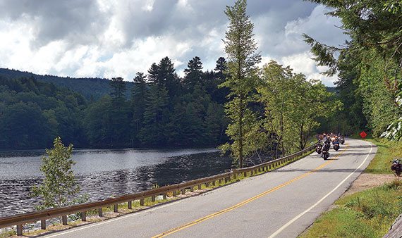 One of the popular stretches of State Route 100 goes past lakes Rescue, Echo and Amherst.