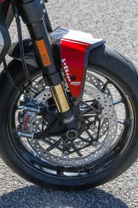 The front brakes are 1299 Panigale-spec Brembo M50 radial calipers.