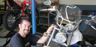 Tony Marasco working on the 2008 Softail Custom’s forks
