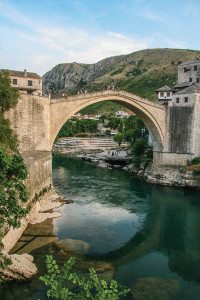The old bridge at Mostar, destroyed during the war in 1993 but restored to its former glory.