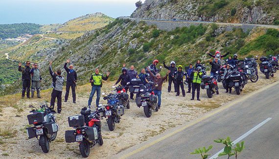 Happy riders at a roadside stop near Dubrovnik.