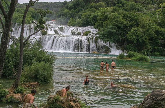 The main waterfall at Krka National Park, where some of our group went in for a swim.