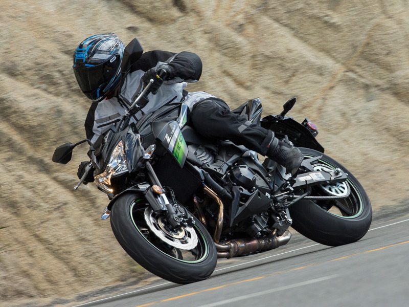 Kawasaki's new-to-the-U.S. Z800 ABS is powered by a liquid-cooled 806cc in-line four that delivers smooth, frisky power.