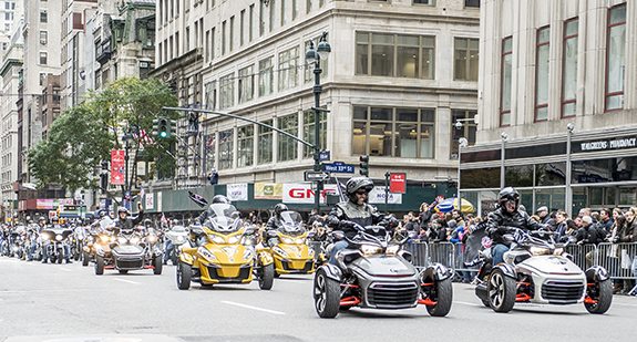 Can-Am provided Spyders for the Road Warrior Foundation to ride in the America's Day Parade.