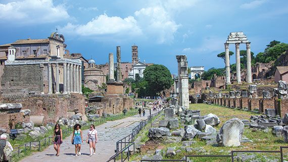Since the tour begins and ends in Rome, everyone added on an extra day or two for sightseeing. Ruins at the Roman Forum are impressive.